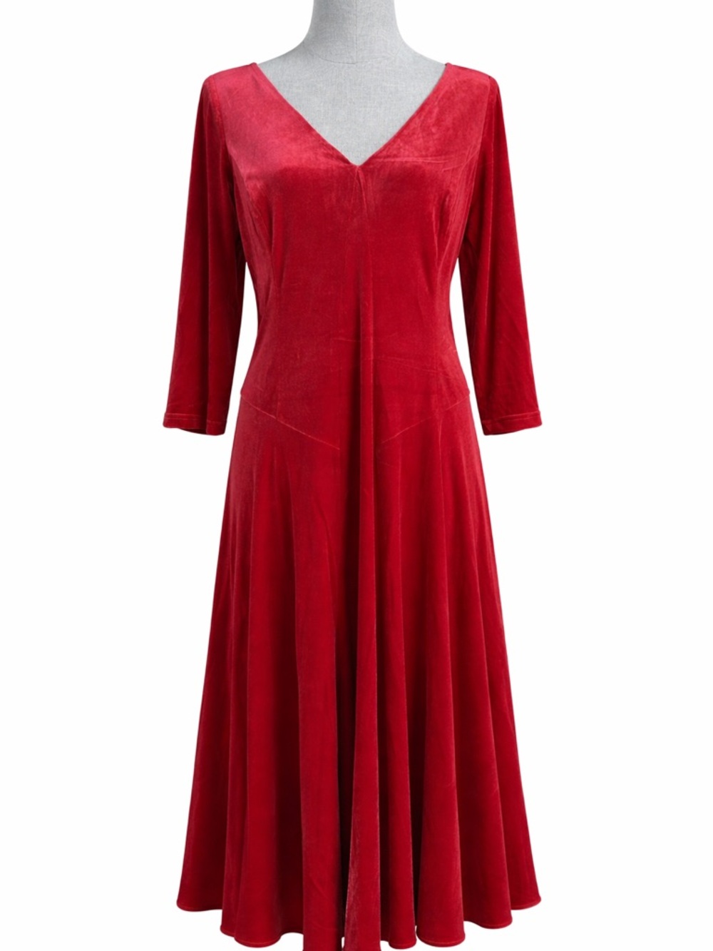 Coldwater Creek Red Velvet Midi Dress M 10/12 Whimsygoth Glamour Romantic Goth
